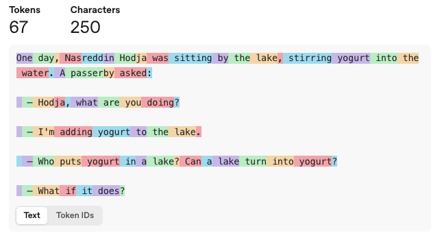 Aynı fıkranın İngilizce çevirisi — 250 karakter, 67 token